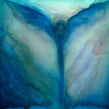 silk pocket square: Iris in green