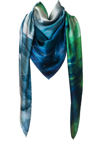 silk scarf: Beyond The End in green