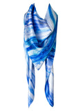 silk scarf: Walking in the Rain in blue