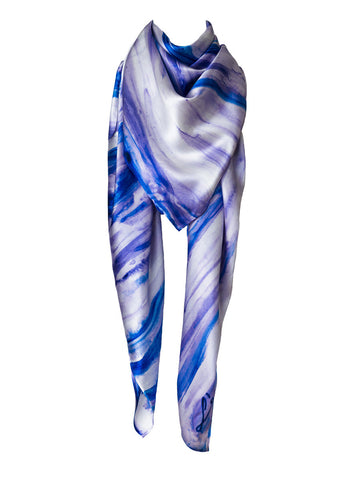silk scarf: Walking in the Rain in purple