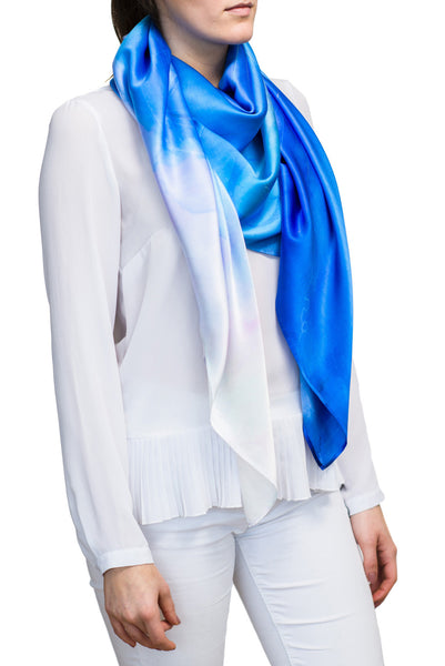 silk scarf: Grace in sky blue