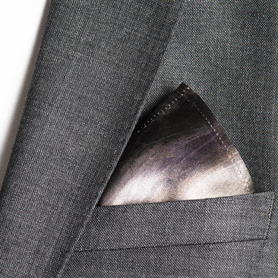 silk pocket square: Sky Is The Limit in silver