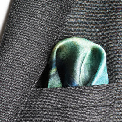 silk pocket square: Sky Is The Limit in green