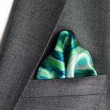 silk pocket square in green colour