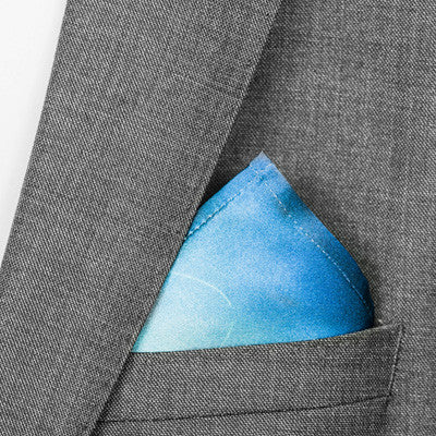 silk pocket square: Blue Serenity in turquoise
