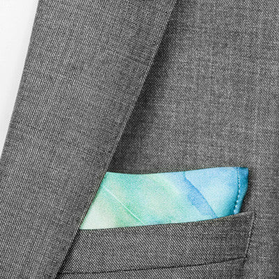 silk pocket square: Iris in green